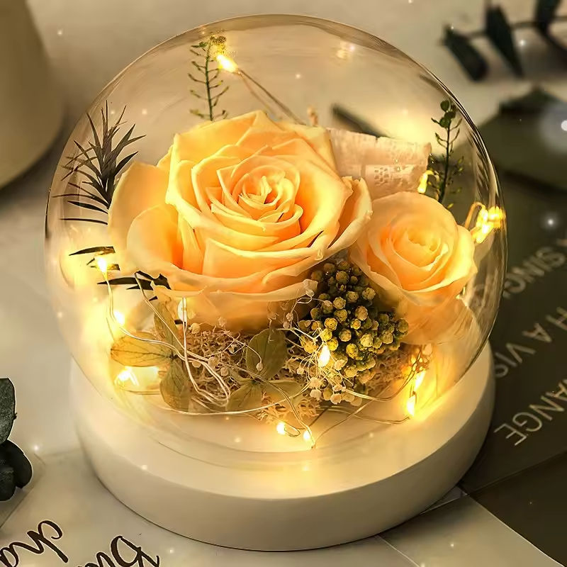 ดอกกุหลาบเหลืองแห่งความคงทนสำหรับตกแต่ง