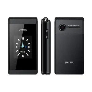 모조리 핸드폰 새로운 작은-UNIWA X28 2.8/1.77 인치 듀얼 스크린 플립 전화 SOS 버튼 큰 글꼴 플립 모바일 폰 잠금 해제 저렴한 GSM 기능 핸드폰