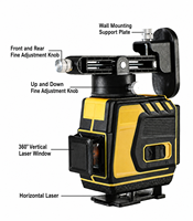Niveau laser vert puissant 650 nm pour extérieur, qualité industrielle, 12/16 lignes, portée 30 m, auto-nivelant électronique, pour usage DIY, batterie au lithium