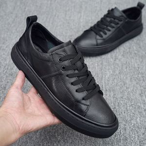 Zapatillas Slip-On de Piel Genuina Blancas de Primavera para Hombre, Juveniles, Modernas, Casuales, con Suela Suave Antideslizante para Otoño - Product Image 5