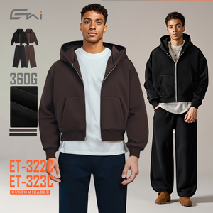 Conjunto Deportivo de 2 Piezas de Sudadera con Capucha y Pantalones de Chándal de Felpa para Hombre, Estilo Rompevientos Ancho y Holgado de Alta Calidad - Product Image 2