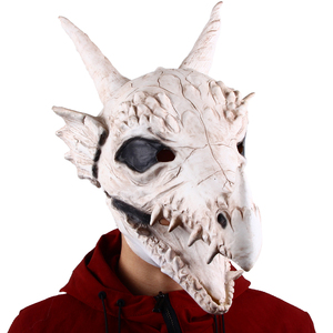 หน้ากากยางลาเท็กซ์รูปหัวกะโหลกมังกรขาว แฟชั่นทันสมัย ปิดคลุมทั้งศีรษะ สำหรับชุดฮาโลวีน คอสเพลย์ และงานปาร์ตี้ธีมแฟนตาซี - Product Image 2