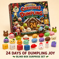 Calendrier de l'Avent de Noël : Jouets Squishy – Boîte Mystère Compte à Rebours 24 Jours – Jouets Anti-Stress à Presser – Coffret Cadeau de Fêtes