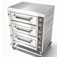 Four à sole commercial à gaz, 3 niveaux, 6 plateaux, en acier inoxydable, pour la cuisson du pain, des pizzas et des gâteaux