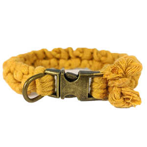 Yellow Braided Fiber Dog <b>Collar</b> with Buckle Closure Adjustable Simple Style for Dogs All Seasons - Product Image 1