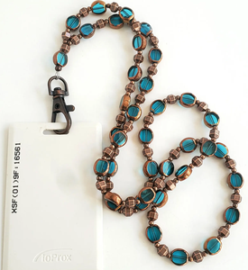 Custom Lanyard Phone <b>Chain</b> Gorgeous Handmade Blue Eyeglass <b>Chain</b> OR Badge Holder Handmade Beaded Lanyard for Work ID or <b>Keys</b> - Product Image 1