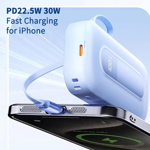 Batterie externe portable personnalisée PD30W 22.5W 10000 mAh à charge rapide avec câble rétractable et logo – Accessoire pour téléphone portable - Product Image 3