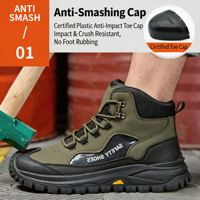 Chaussures de sécurité en acier pour hommes et femmes, anti-écrasement, anti-impact, respirantes, légères, bottes de sécurité industrielles