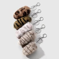 Porte-clés décontracté multicolore à motif léopard dégradé horizontal, mini sac pendentif