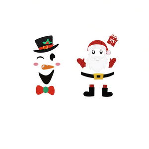 Autocollants en feutre de Noël, bonhomme de neige, Père Noël, autocollants adhésifs pour porte, fenêtre, réfrigérateur, décorations multicolores, autocollants de fête de Noël - Product Image 1