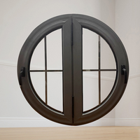 Ventana Circular Fija de Doble Acristalamiento, Estilo Europeo, Moderna y Personalizada, de Aluminio con Puente Térmico, para Villas y Hoteles, con Diseño Gráfico