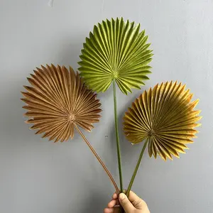 Éventails en feuilles de palmier artificielles pour décoration de <span class=keywords><strong>mariage</strong></span>, plantes artificielles, feuilles de palmier en plastique souple, 19 cm, vente chaude - Product Image 2