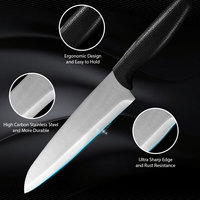 Ensemble de couteaux en acier inoxydable avec manche en PP noir, ensemble de couteaux de cuisine et d'accessoires, ensemble de couteaux de chef tranchants avec boîte cadeau