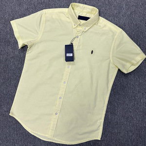 Logo ricamato all'ingrosso di grandi dimensioni senza ferro allentato Anti-Pilling per camicie a maniche corte in popeline di cotone Casual da <span class=keywords><strong>uomo</strong></span> estivo - Product Image 6