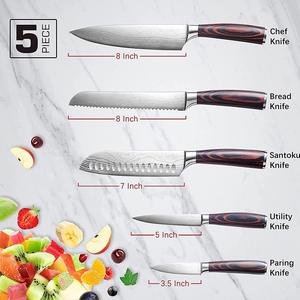 Ensemble de couteaux de cuisine IOKO, <span class=keywords><strong>ciseaux</strong></span>, chef, sushi, steak, Santoku, manche en <span class=keywords><strong>bois</strong></span> de Pakka, bloc de rangement pour couteaux, ensemble de couteaux de cuisine - Product Image 5