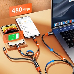 MFI 4 en 1 Bold <span class=keywords><strong>Nylon</strong></span> 120W <span class=keywords><strong>Cable</strong></span> <span class=keywords><strong>Usb</strong></span> de carga súper rápida Tipo C <span class=keywords><strong>Cable</strong></span> de microcargador para iPhone 14 13 12 11 Pro Max Android - Product Image 5