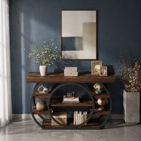 Table console en bois de 47 pouces, 5 niveaux, moderne, convertible, pour entrée, canapé ou table d'appoint, avec structure en métal