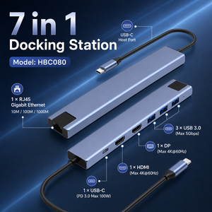 Hub <span class=keywords><strong>USB</strong></span>-C 7 en 1 double <span class=keywords><strong>HDMI</strong></span> 4K 60Hz, Ethernet Gigabit RJ45, 100W PD, station d'accueil multiport Type C pour MacBook et ordinateur portable - Product Image 4
