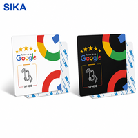 Autocollant en acrylique étanche NFC SIKA personnalisé 12x12cm NTAG215 avec fonction Tap to Rate pour carte de commentaires Google allemande