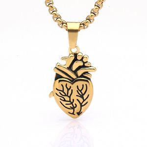 Collar Sencillo de Acero Inoxidable para Hombre, Estilo Antiguo, con Colgante en Forma de Corazón, Cadena de Cuentas, Estilo Rock, Collar para Parejas Unisex - Product Image 1