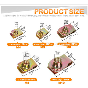 Assortiment d'écrous en U Winning Path Point M4 M5 M6 M8 M10 50 pièces, attaches automobiles pour réparation de garnitures de voiture et moto - Product Image 3