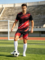 Jersey Tim Pria Musim Panas Cepat Kering dan Bernapas, Jersey Sepak Bola Pria dengan Cetak Transfer Panas, Jersey Sublimasi Lengan Pendek