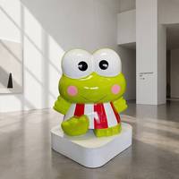 Statue de grenouille aux grands yeux en fibre de verre pour intérieur et extérieur, sculpture animale de dessin animé personnalisée en FRP pour exposition commerciale et ornement
