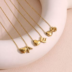 Collana con Ciondolo a Lettera in Acciaio Inossidabile Placcato Oro 18k, Collana con Ciondolo a Cuore Semplice e Trendy, Bracciale e Cavigliera per Gioielli Quotidiani - Product Image 2