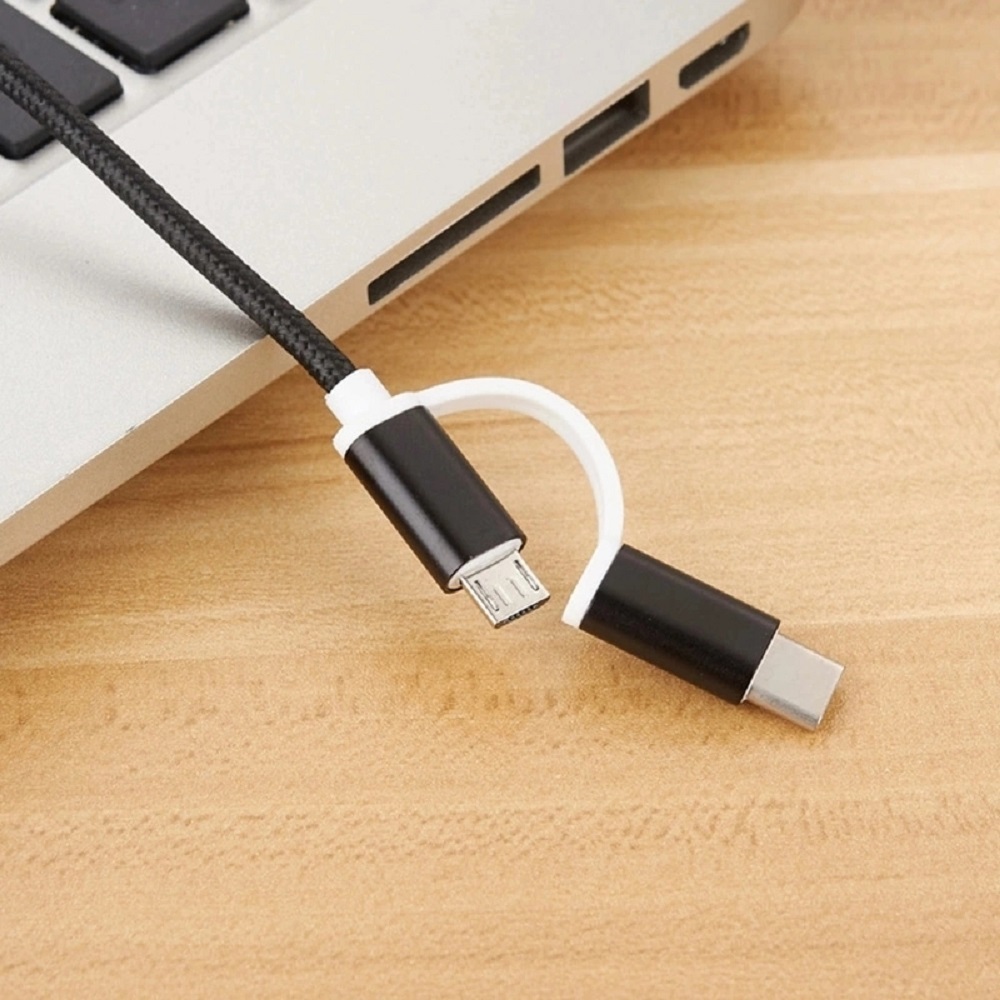 En Nylon Tressé USB C Micro usb type c 2 En 1 mâle à Un câble usb pour téléphone portable Accessoires