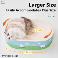 Bac à gratter multifonction ovale surdimensionné pour chat, design mignon, intérieur spacieux de 61 cm, côtés épaissis de 3 cm, imprimé herbe de canard, pour chats