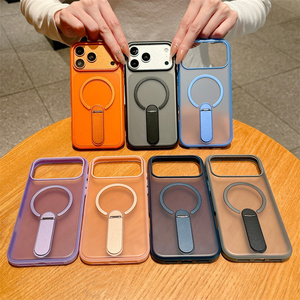 เคสโทรศัพท์แบบกันกระแทก รุ่น Fashion Bumper Matte Magnetic Strip พร้อมขาตั้งแม่เหล็ก สำหรับ iPhone 17 16 15 Pro Max  วัสดุโลหะและ PC ฝ้า ป้องกันการกระแทก - Product Image 1