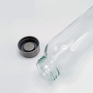Lage minimale bestelhoeveelheid, op maat ontworpen transparante waterfles van hoog borosilicaatglas met roestvrijstalen deksel - Product Image 2