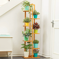 Support pour pots de plantes à plusieurs niveaux Présentoir à fleurs en bambou Étagère de rangement pour la maison