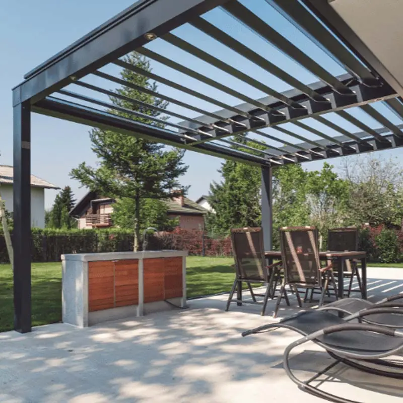 Diy Shade Outdoor Gazeb Patio Cover Weerbestendige Pergola Gemotoriseerd Lamellendak Kits Aluminium Bioklimatologische Moderne Pergola