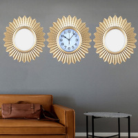 Miroirs et horloges 3 pièces dans un ensemble de décoration de maison de mode horloges murales