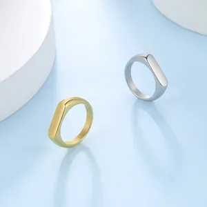 Минималистичные кольца-печатки для мужчин и женщин из нержавеющей стали, широкие прямоугольные геометрические кольца, модные свадебные ювелирные изделия, подарок, оптовая продажа