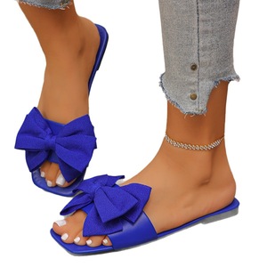 Cross-border Plus-size Bow for Women's Spring Korean-style Transparent Slide Sandals Square-toe Metal-<b>Heel</b> Chunky-<b>heel</b> - Product Image 5