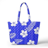 Sac à main et pochette matelassés bleus à motifs floraux pour femme – Léger, élégant, style hawaïen, idéal pour le collège, les voyages et le travail