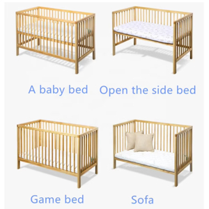 Cuna de madera multifuncional para bebés y niños pequeños, cama para niños con estándares EN716/ASTM - Product Image 2