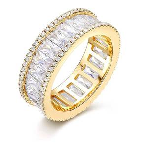 RFJEWEL 2026 Nuevo Anillo de Latón de Alta Calidad con Circonita Cúbica de Corte Princesa, Estilo Hiphop de Lujo, Joyería de Moda Unisex, Plateado/Dorado - Product Image 2