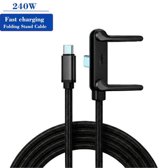 Hot Selling 240W USB-C to USB-C Fast Charging Cable with Folding Stand (1.5m)  High Speed PD Charger Cord for  Phone, Tablet