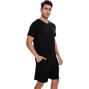 Ensemble de pyjama pour homme personnalisé, haut et short à manches courtes, viscose de bambou, tailles S à 3X, vêtements de détente - Product Image 1