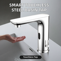 Robinet de lavabo de salle de bain moderne à poignée unique, avec cartouche céramique, automatique, intelligent, sans contact, à capteur, à poser sur le comptoir, pour la vente en gros