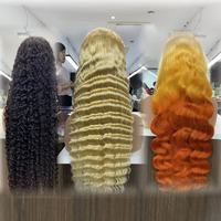 Perruque en cheveux naturels vietnamiens bruts, ondulée, couleur 613 Honey Brown, avec dentelle frontale 5x5 complète, densité 200, pour femmes noires