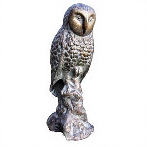 Sculpture de hibou en bronze pour jardin, figurine décorative d'extérieur, statue de hibou faite à la main, style luxueux, fournitures d'extérieur, décoration de ferme - Product Image 1