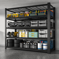 Estantería Metálica Resistente de 5 Niveles, Negra, sin Pernos, con Rejilla Metálica para Almacenamiento en Garaje