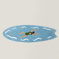 Tapis décoratif personnalisé pour l'été, style planche de surf, en velours floqué doux et confortable, idéal pour chambre à coucher, chevet ou balcon, isolant contre le froid.