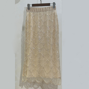 Ensemble de Luxe AELESEEN Mode Défilé 2 Pièces Femme Printemps-Été Cardigan Col V + Jupe Midi Brodée de Paillettes Pour Fête - Product Image 5