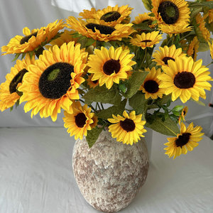 Group A <b>Artificial</b> Sunflower Silk <b>Flowers</b> Wedding Home Decor Stone <b>Flower</b> <b>Arrangement</b> - Product Image 3