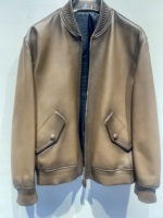 Veste en cuir d'agneau véritable marron pour homme, style décontracté, coupe-vent et respirante, motif à pois, directement de l'usine, marque de luxe (dupe)